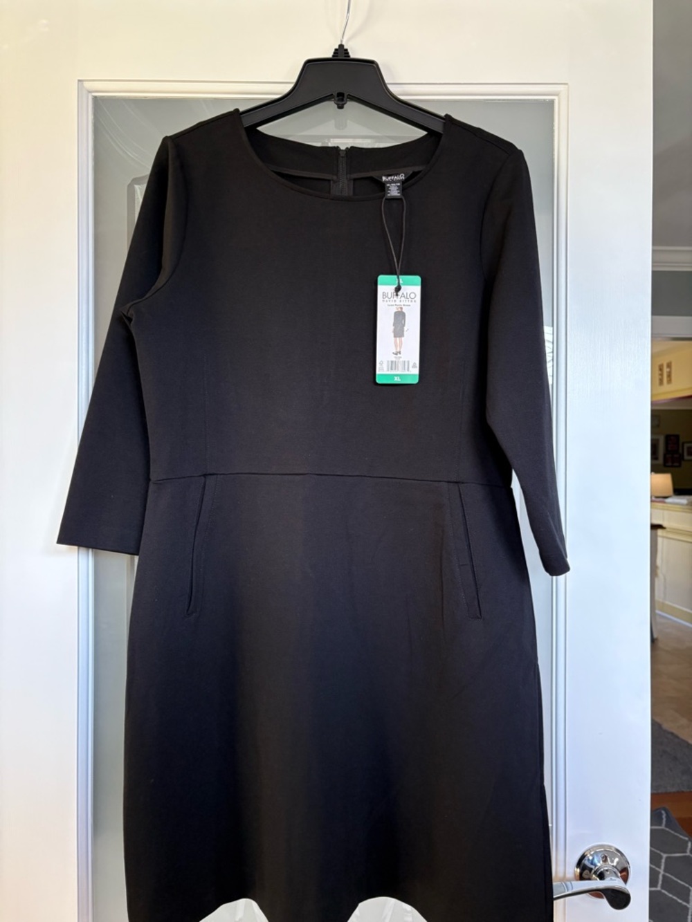 Buffalo David Bitton Luxe Ponte Long Sleeve Sheath Dress Black Sz XL NWT - Picture 4 of 8